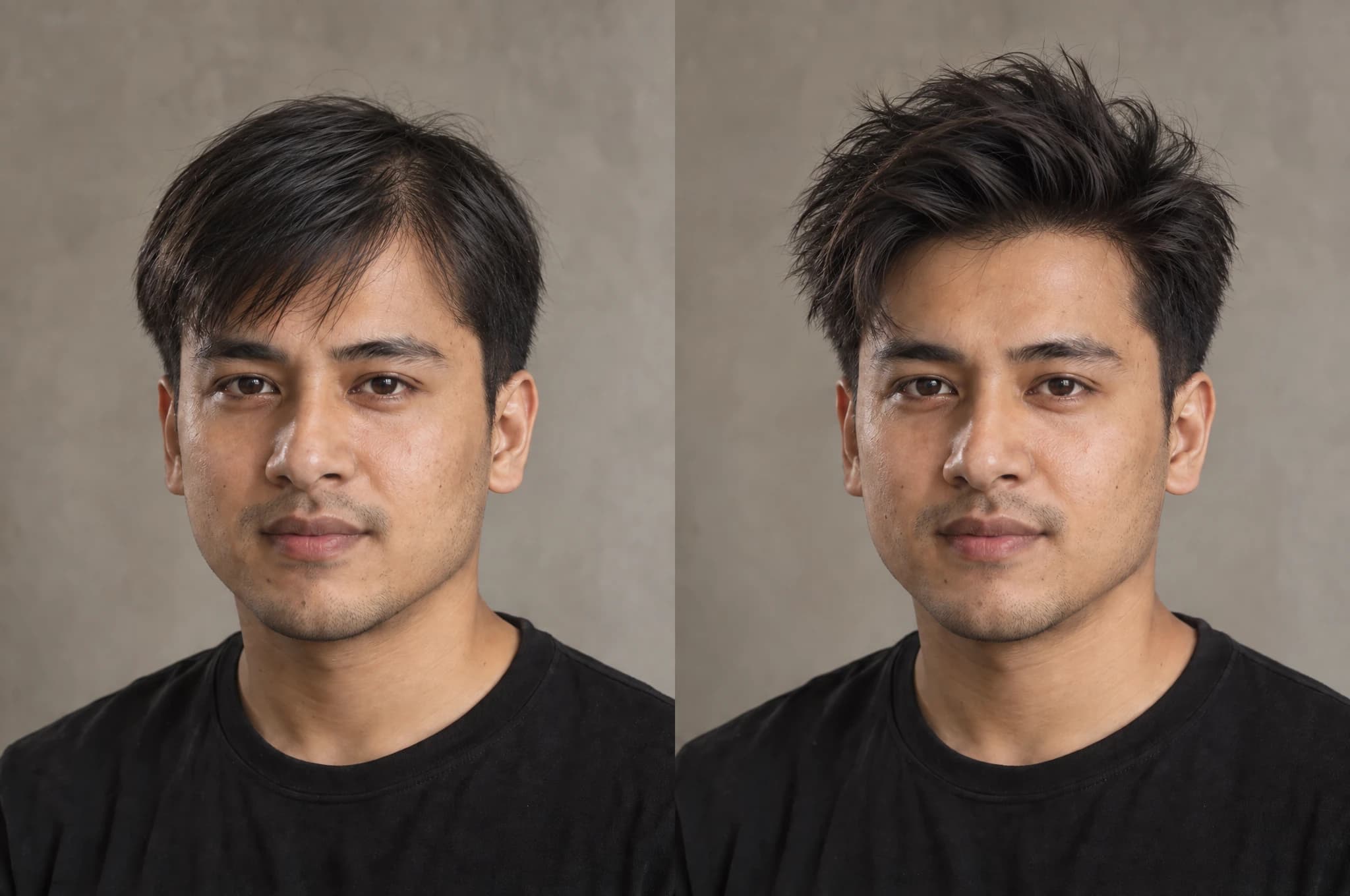 A man with fine, flat hair before styling.