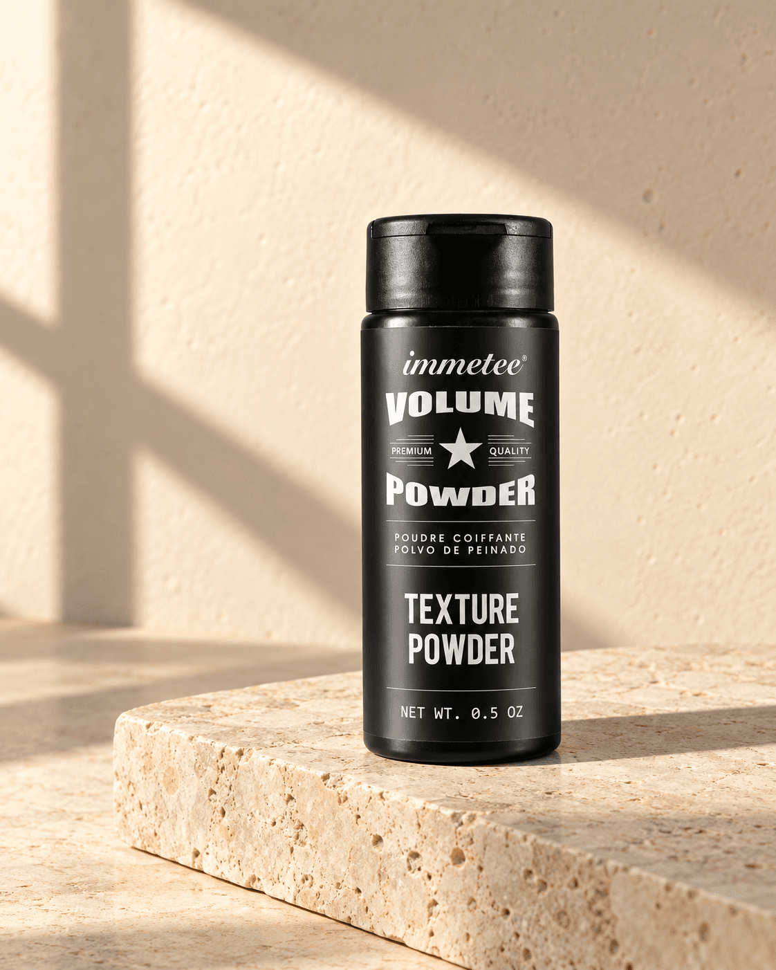 immetee texture powder on a sunlit stone surface